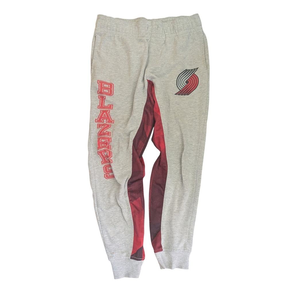 NBA Portland‎ Trail Blazers Mens Medium Gray Graphic Jogger Sweatpants Hole
